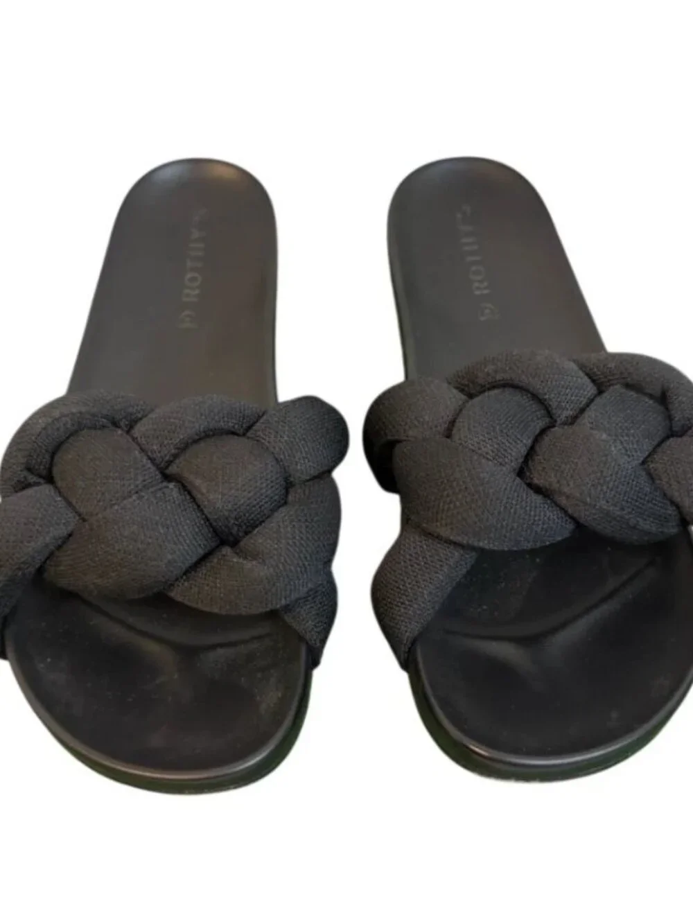 Rothy's The Bubble Slides Sandals Triple Black Womens Casual Shoes Size 9